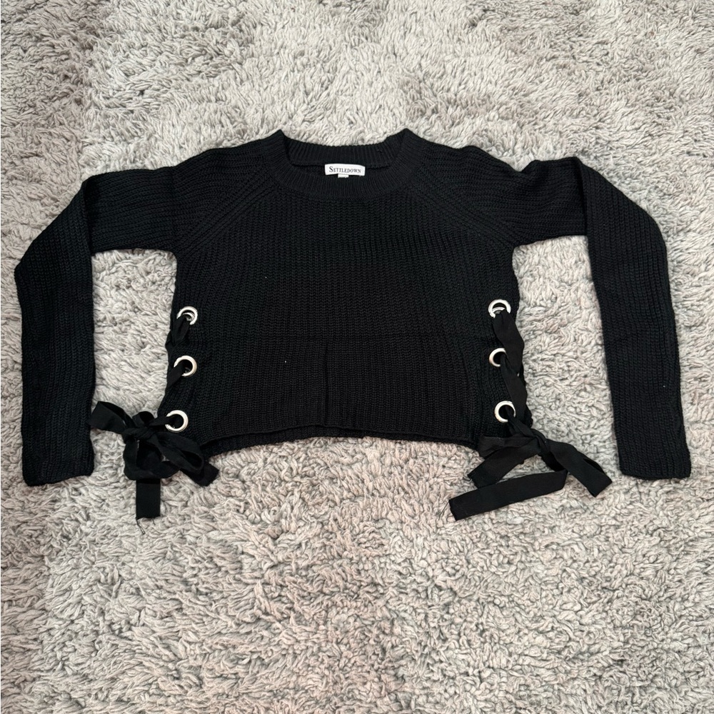 Black Lace-Up Top